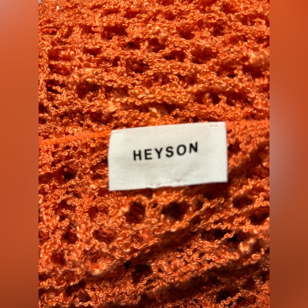 Heyson Vibrant Orange Open-Front Crochet Cardigan - Picture 4 of 9
